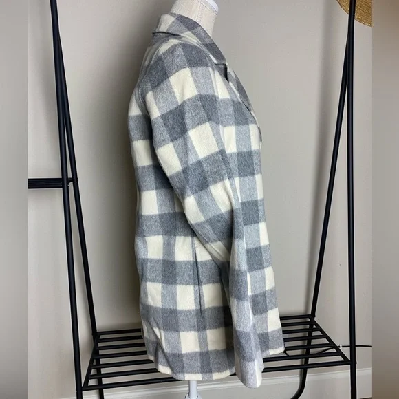 Theory Sileena Wool Cashmere Buffalo Plaid Open Coat Size Small